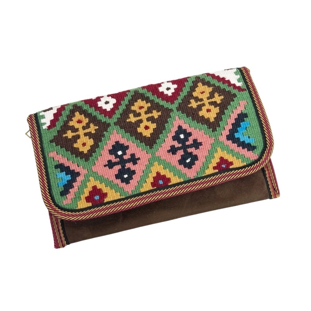 Colorful Fabric Embroidered bohemian Style Clutch Ethnic Print